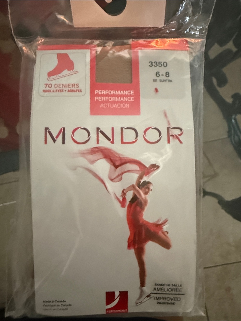 Mondor Performance Figure Skating Tights – 70 Denier – Size 6–8 (3350) ⛸️